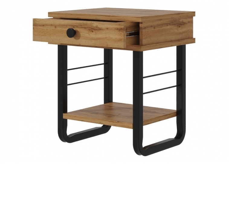 Прикроватная тумба "Грета" чёрный/дуб вотан ГЗМИ