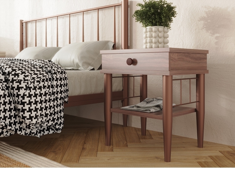 Прикроватная тумба "Лори" бронза / шимо тёмный ГЗМИ